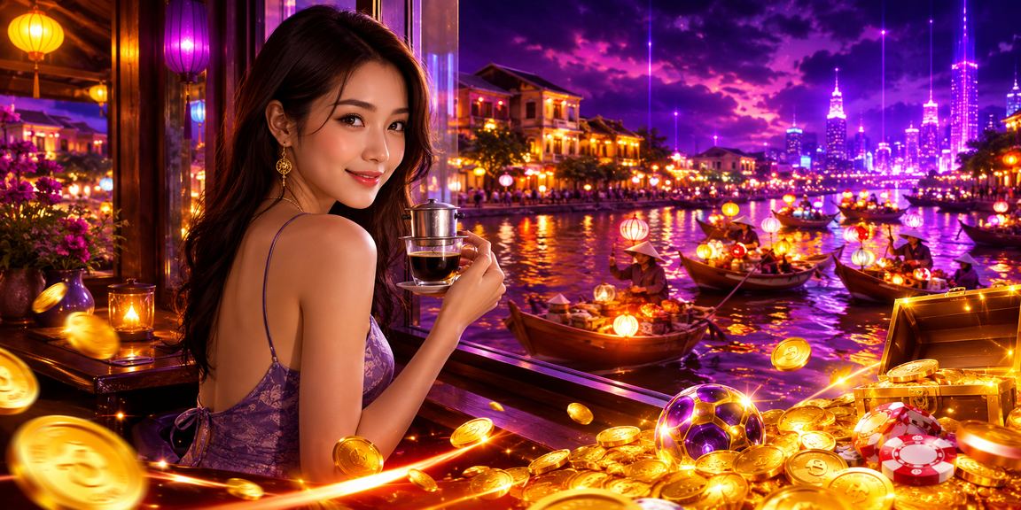 Không gian cá cược thể thao cao cấp phong cách Hội An với cà phê và màn hình trực tiếp