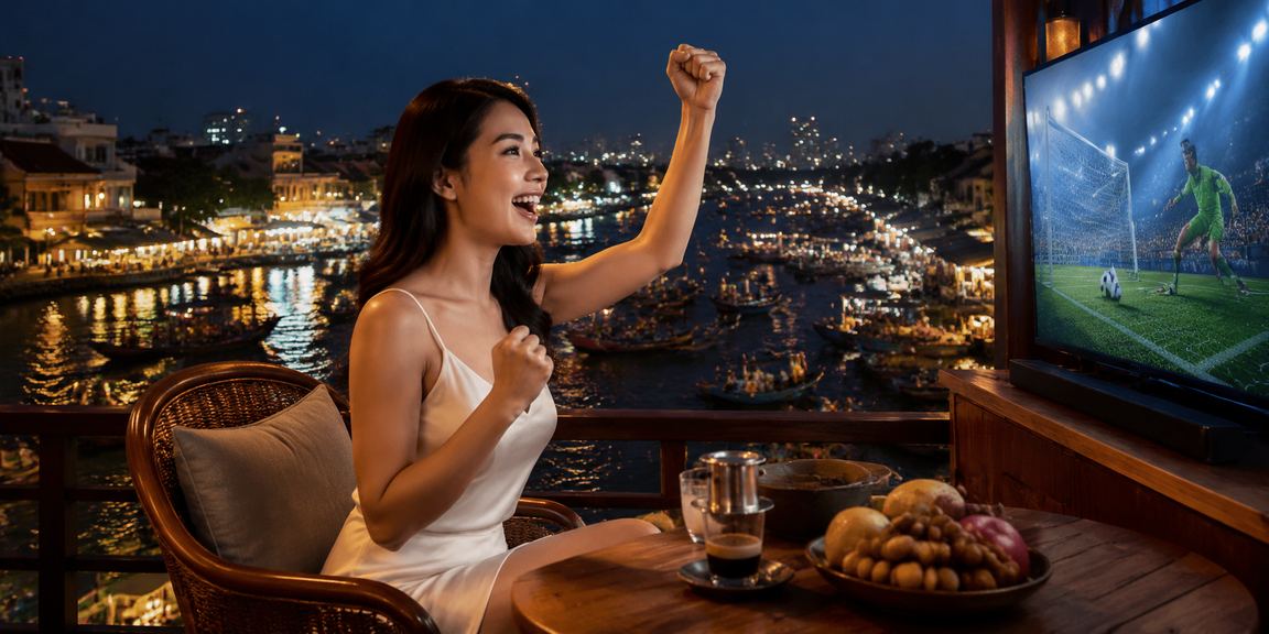 Người dùng xem kèo thể thao bên ly cà phê theo phong cách miền Tây